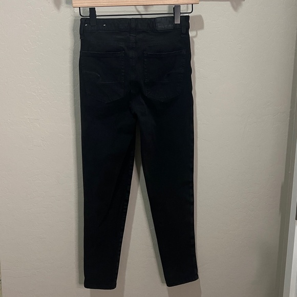 American Eagle Jeans Black Super Hi Rise Jegging Vintage Skinny Distressed 360 - Picture 5 of 14